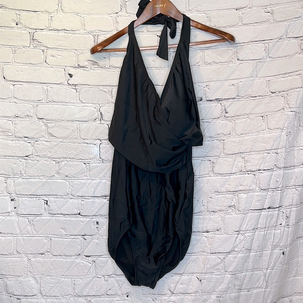 Time & Tru Black Halter-Style One-Piece Swimsuit Size 1X Size 16W-18W